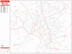 Columbus Digital Map Red Line Style
