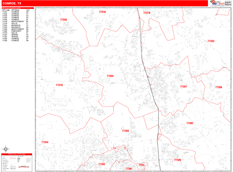 Conroe Digital Map Red Line Style