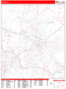 Durham Digital Map Red Line Style