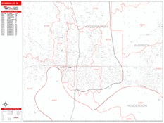 Evansville Digital Map Red Line Style