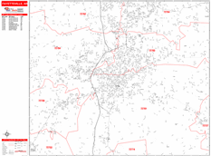 Fayetteville Digital Map Red Line Style