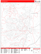 Fayetteville Digital Map Red Line Style