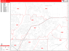 Fishers Digital Map Red Line Style