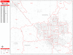 Fresno Digital Map Red Line Style