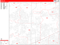 Frisco Digital Map Red Line Style