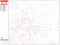 Gainesville Digital Map Red Line Style
