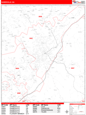 Gainesville Digital Map Red Line Style