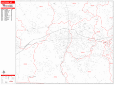 Gastonia Digital Map Red Line Style