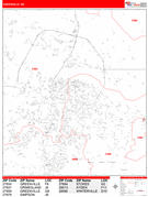 Greenville Digital Map Red Line Style