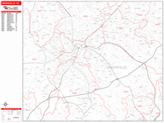 Greenville Digital Map Red Line Style