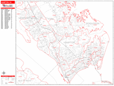Hampton Digital Map Red Line Style