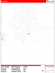 Hanford Digital Map Red Line Style