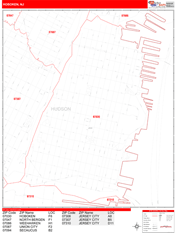 Hoboken Digital Map Red Line Style