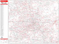 Houston Digital Map Red Line Style