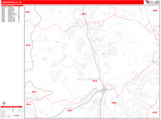 Huntersville Digital Map Red Line Style
