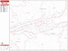 Huntington Digital Map Red Line Style