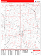 Indianapolis Digital Map Red Line Style