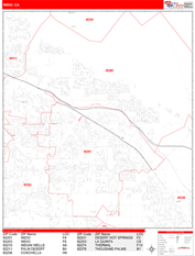 Indio Digital Map Red Line Style