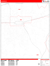 Jackson Digital Map Red Line Style