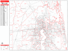Jacksonville Digital Map Red Line Style