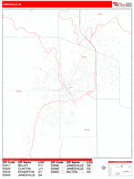 Janesville Digital Map Red Line Style