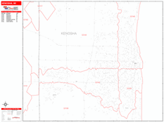 Kenosha Digital Map Red Line Style