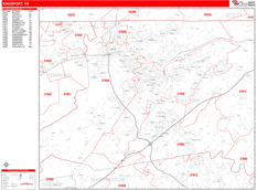 Kingsport Digital Map Red Line Style