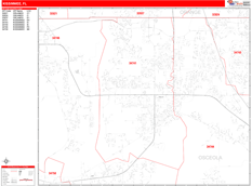 Kissimmee Digital Map Red Line Style