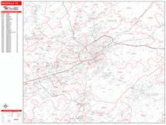 Knoxville Digital Map Red Line Style