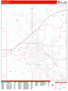 Lakeland Digital Map Red Line Style
