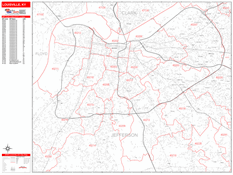 Louisville Digital Map Red Line Style