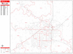 Lubbock Digital Map Red Line Style