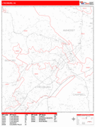Lynchburg Digital Map Red Line Style