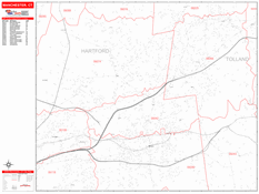 Manchester Digital Map Red Line Style