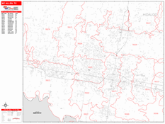 McAllen Digital Map Red Line Style