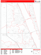 Melbourne Digital Map Red Line Style