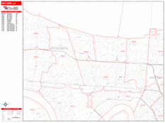 Metairie Digital Map Red Line Style