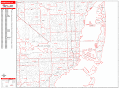 Miami Digital Map Red Line Style
