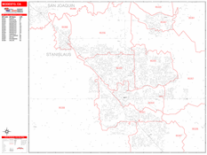 Modesto Digital Map Red Line Style