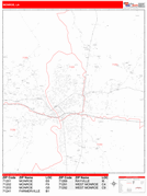Monroe Digital Map Red Line Style