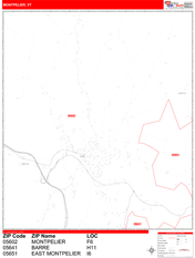 Montpelier Digital Map Red Line Style