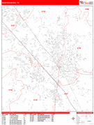 Murfreesboro Digital Map Red Line Style