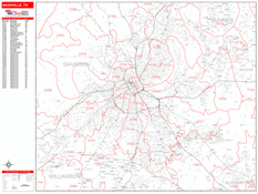 Nashville Digital Map Red Line Style