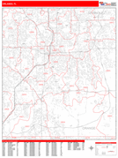 Orlando Digital Map Red Line Style
