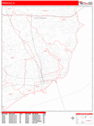 Pensacola Digital Map Red Line Style