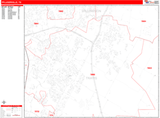 Pflugerville Digital Map Red Line Style