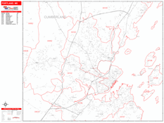 Portland Digital Map Red Line Style