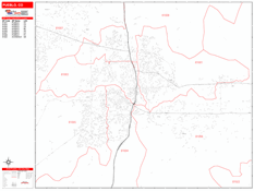 Pueblo Digital Map Red Line Style