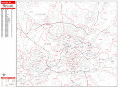 Raleigh Digital Map Red Line Style