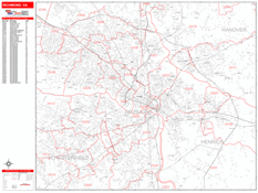 Richmond Digital Map Red Line Style